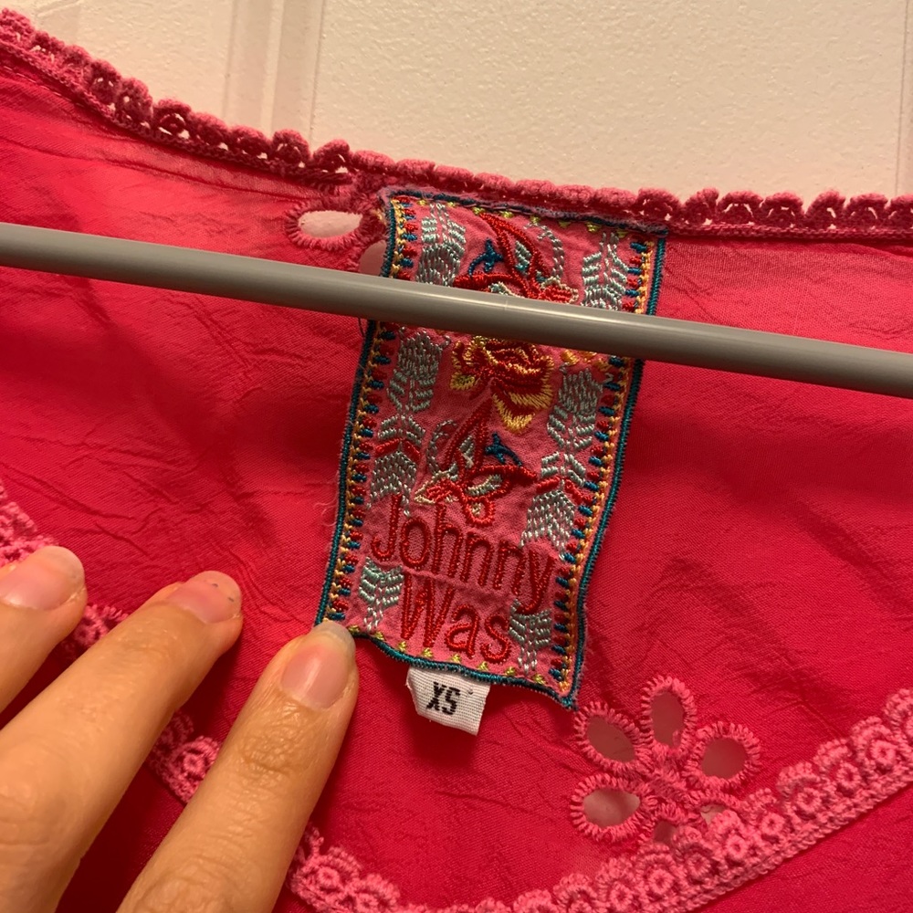 Johnny Was pink boho top